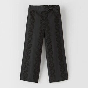 Zara Girls' Pull-on Black Eyelet 100% Cotton Pants Size 6